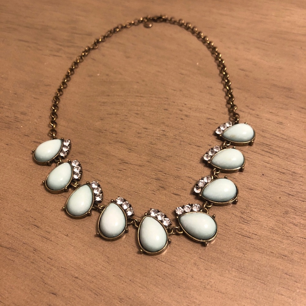 J.Crew Light Teal Blue Teardrop Statement Necklace